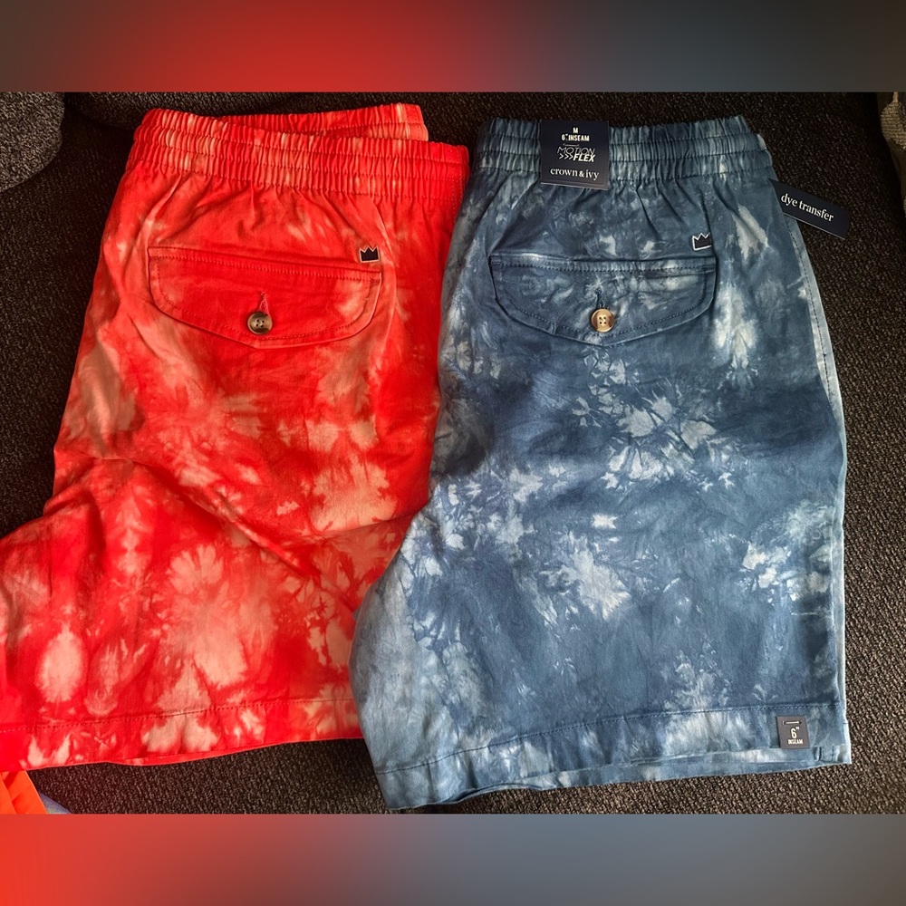Tie-Dye Shorts Set in Red and Blue